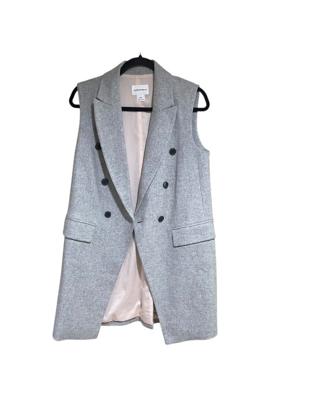 club monaco light grey double breasted wool blend vest